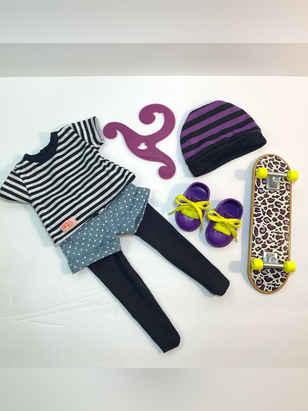 Our Generation 18” Doll Clothes That’s How I Roll Skater Tee Sneakers Skateboard